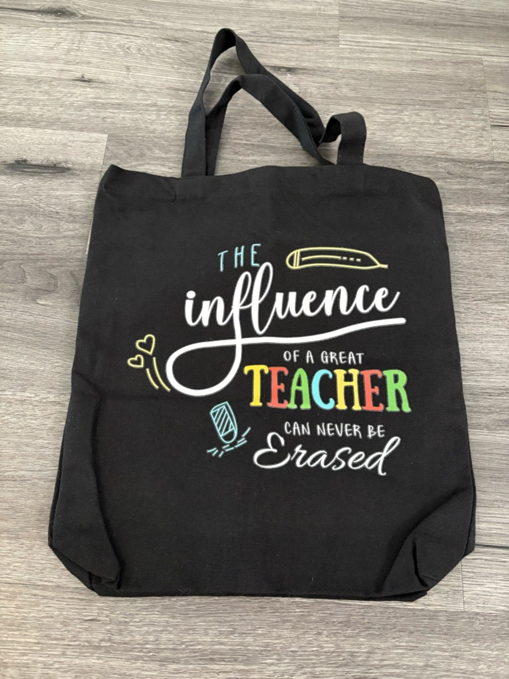 NWOT Black Teacher Influence Canvas Tote Bag